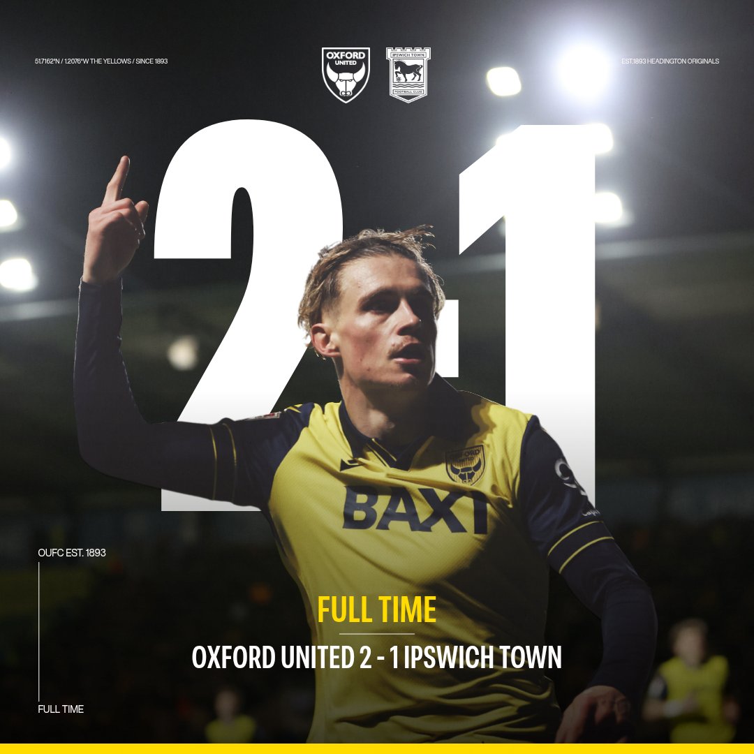 OUFCOfficial's tweet image. Friday night +3. 

🟡🔵 #OUFC | FT: 2 - 1