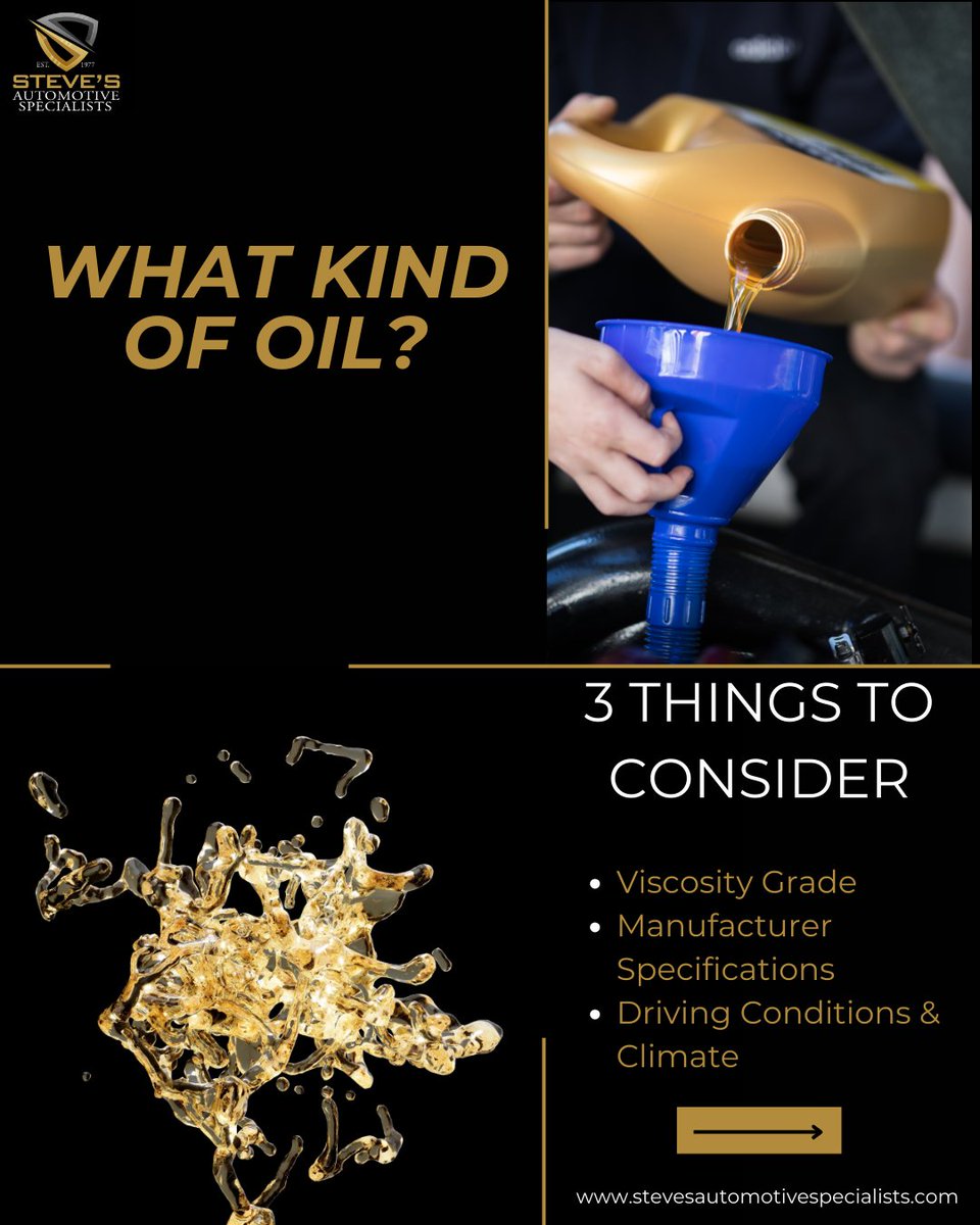 StevesAutoSandy's tweet image. What do we consider when we are choosing which oil to use for your vehicle? 🛢️🤔
Check out the post below to see some of the factors and why we keep them in mind when we service your vehicle. 👇
#autocaremadeasy #stevesautomotive #oilchanges #oil  #oilchangefriday