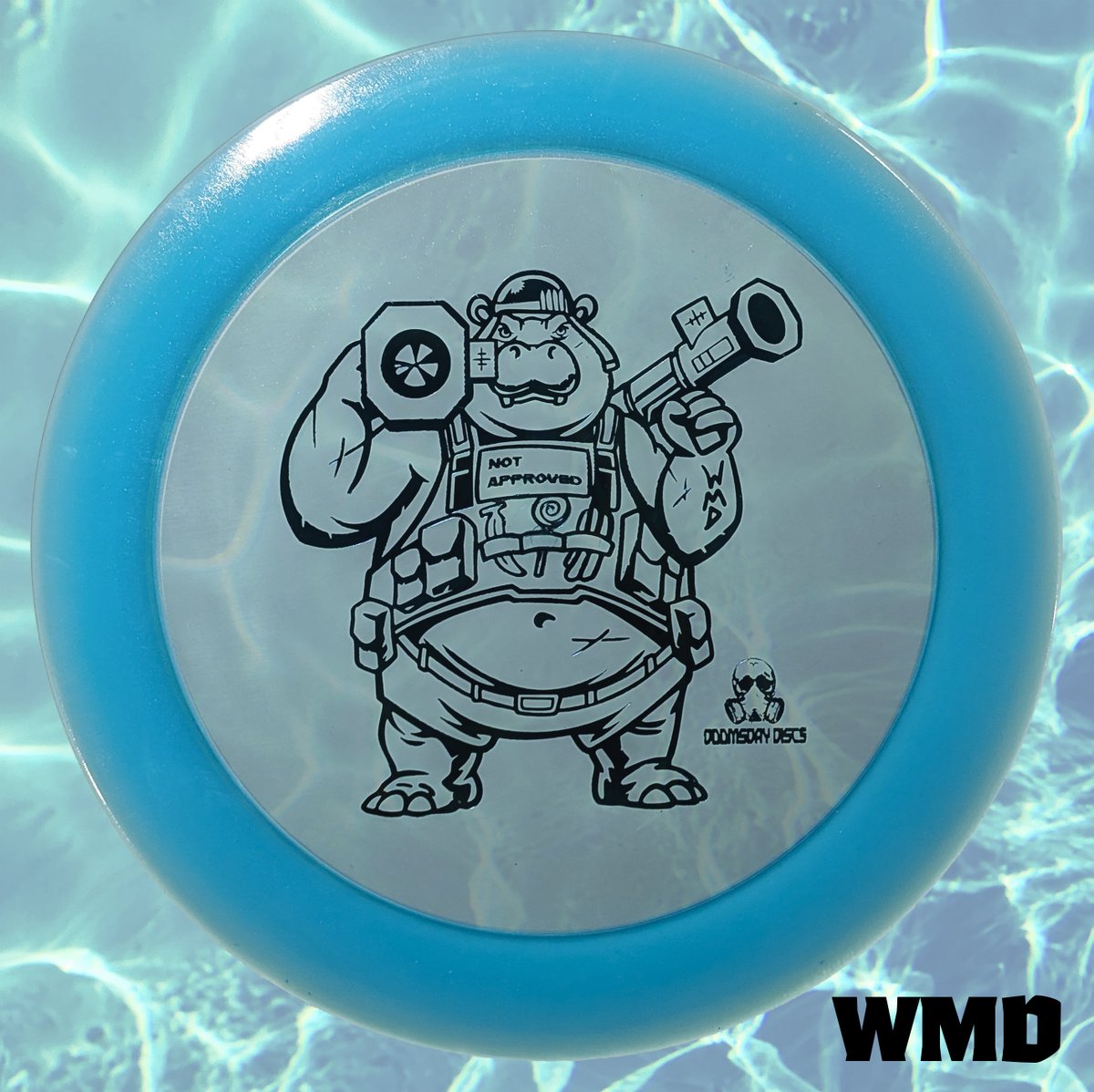 The limited edition "Hippo Warrior" Isolation WMD (Weapon of Maximum Distance) only has 111 left in stock. This is a non-PDGA-approved, high-speed, understable, overweight bomber.

doomsdaydiscs.com/products/wmd-w…