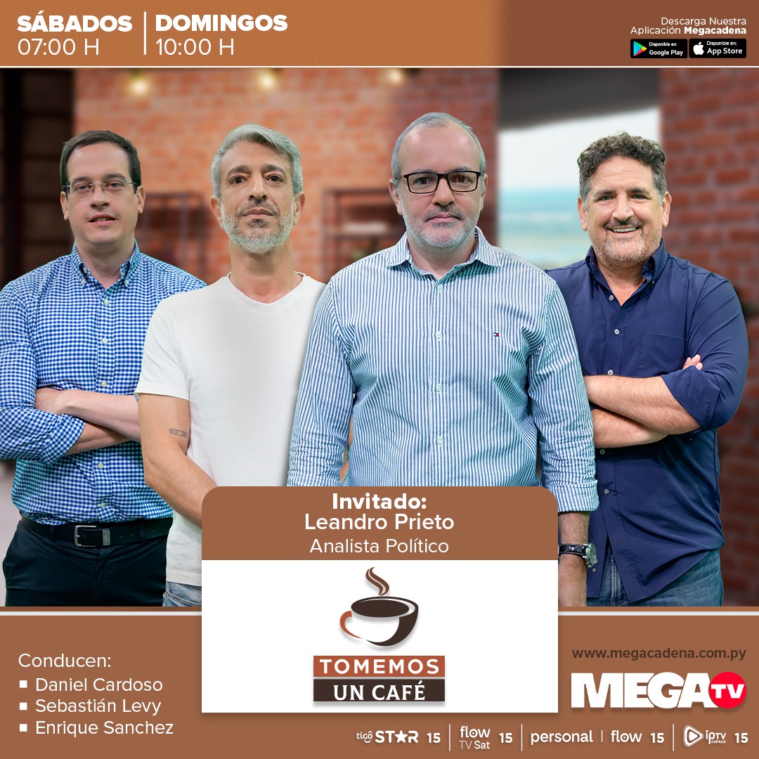 Megatv_py's tweet image. ¡𝗘𝗦𝗧𝗥𝗘𝗡𝗢!🤩 | &quot;Tomemos un Café&quot; 💬

☕ Un programa vibrante con debates, opiniones y grandes momentos.

🎙️Conducen: Daniel Cardoso, Sebastián Levy y Enrique Sánchez.
 
🗓️Todos los sábados a las 07:00 h y domingos a las 10:00 h por #MegaTV 📺 ¡No te lo pierdas!🤩

Seguinos…