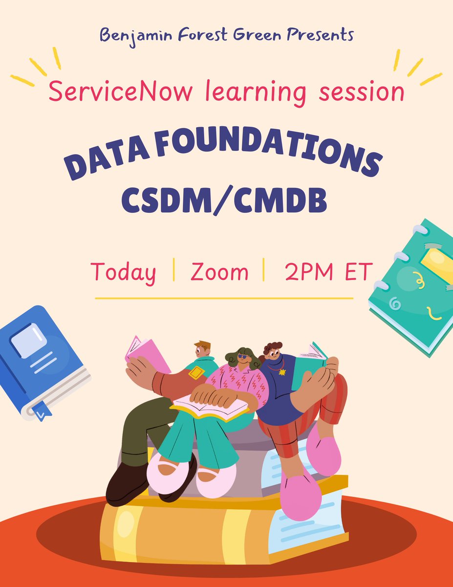 AdvanceSNPDG's tweet photo. ServiceNow Data Foundations learning session begins in a hour and a half, zoom link can be found here: https://t.co/EBi4DrrJLi

If you missed the conversational lesson Benjamin Forrest-Green gave on Discord here is a summarized version of it, it's a quick read that will get you caught up for the session https://t.co/ialrFIT0uM

#ServiceNowCommunity #RiseUpwithServiceNow