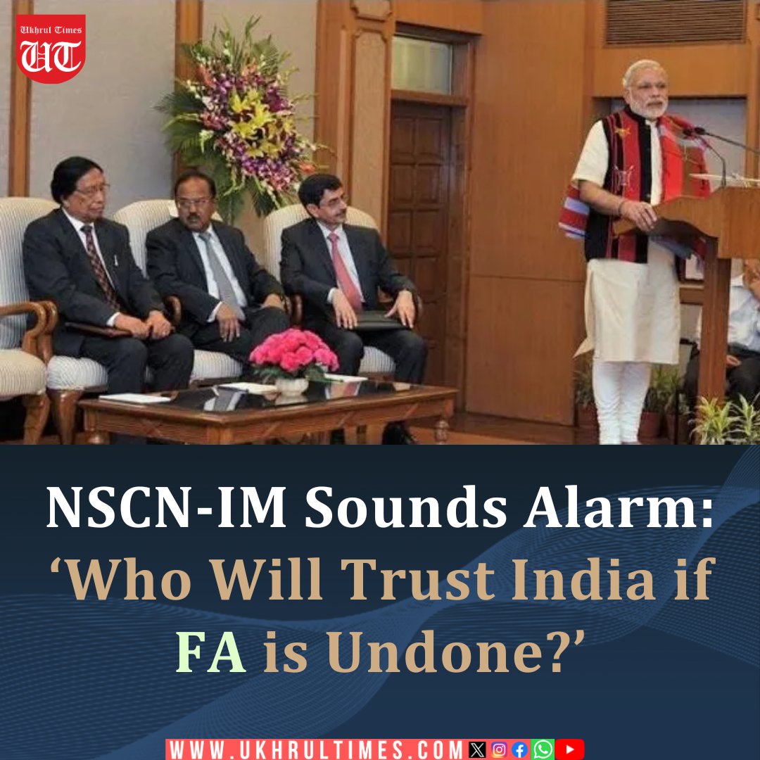 ukhrultimes's tweet photo. On the first day of the “winter session” of its parliament known as the “Tatar Hoho”, the #NSCN-IM said if the Government of India backtracks the “historic” #FrameworkAgreement “which was signed at the highest level and in the eye of the whole world”, it will amount to the murder of human rights and the murder of history.
Find out more: https://t.co/FeAb1E2iGm