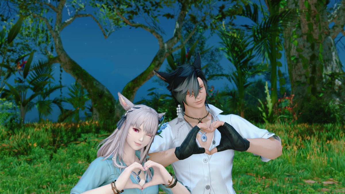 aruseFFxiv's tweet image. 後ろの🫶と合わせるの結構大変だったなぁ～🐈❤🐈‍⬛
#FF14 #ミコッテ