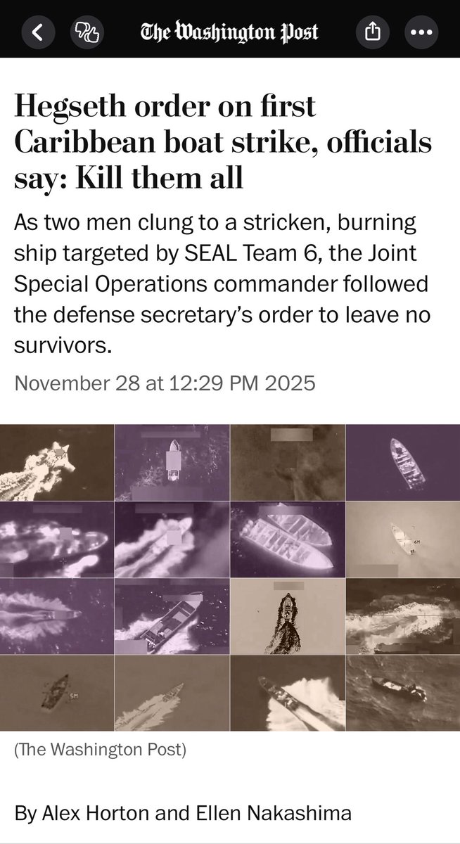 BREAKING: In first Caribbean boat strike, Hegseth gave the verbal order to “Kill them all.”