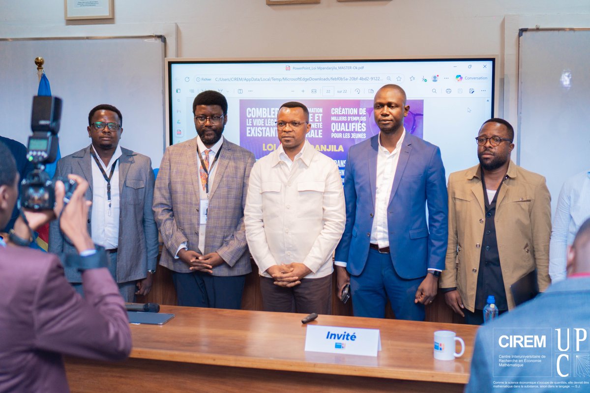 Projet de loi-cadre Mpandandjila. 

Le jeudi 27 novembre 2025, au Centre interuniversitaire de Recherche en Économie Mathématique (CIREM), l’Honorable Thierry Mulumba Mpandandjila, député national, a animé un atelier consacré à son projet de loi-cadre portant sur la