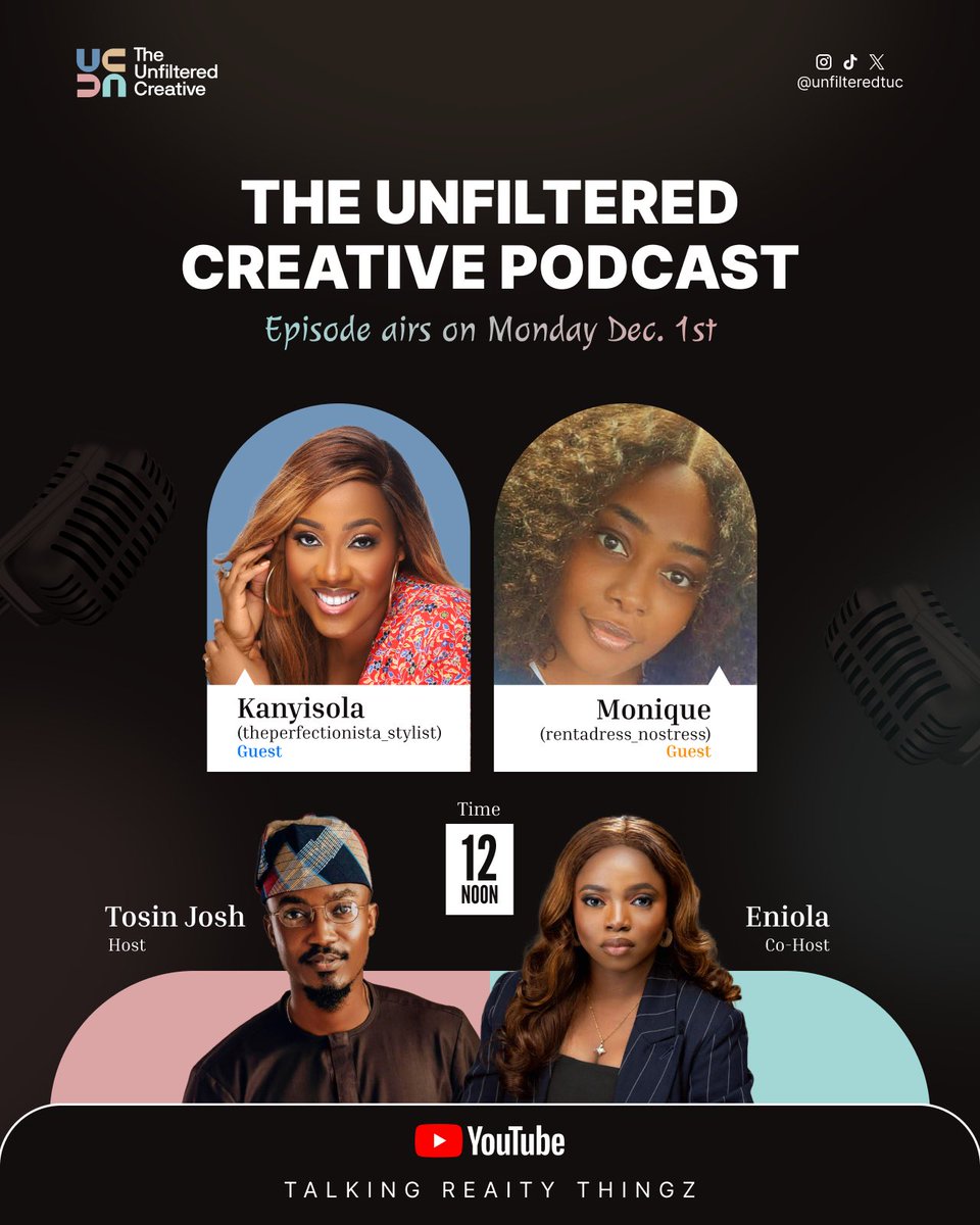 UnfilteredTuc's tweet photo. New TUC episode drops on Monday, 1st December!🔥🔥

Experts in the fashion industry sit down for a quick chat with us, and we can’t wait to share all the goodies they had for us!

Stay tuned, subscribe to our YouTube, and we’ll see you on Monday!😉
#unfilteredtuc https://t.co/lFl8MoTw0A