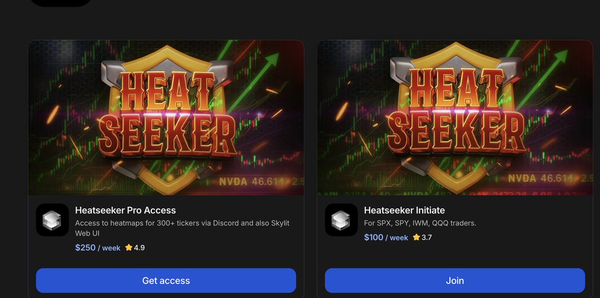 Justyn_Ramirez_'s tweet image. $250/week for #Heatseeker Pro = ~$1,083/month or $13,000 a year. Even the “starter” is $100/week = ~$433/month ($5,200/yr). W/ BF discounts they are: 20% off: Pro ~$867/mo, starter ~$347/mo. 25% off: Pro ~$812/mo, starter ~$325/mo.

#Flowsight will be better on the wallet 😌