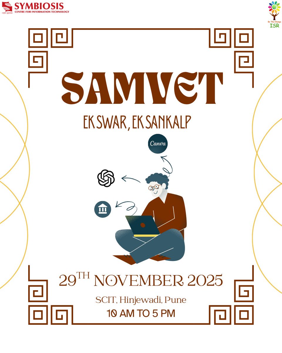 scitisr's tweet photo. 💫 SAMVET – Ek Swar, Ek Sankalp SCIT’s ISR initiative empowering NGOs through digital literacy. Workshops on Excel, Canva, Google Forms &amp; AI tools to enhance efficiency and impact. 📅 29 Nov | 📍 SCIT Pune
#SCIT #SIU #MBA #SYMBIOSIS #SCITISR #SAMVET #ISR #DigitalEmpowerment https://t.co/FtOmNGYXYc