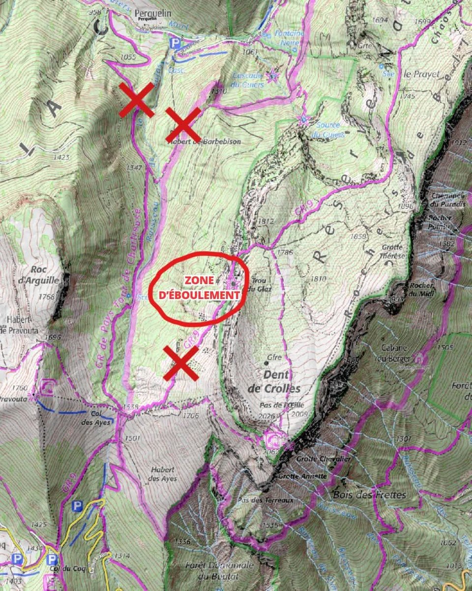 Un glissement de terrain a eu lieu à la Dent de Crolles. Il est formellement recommandé d’éviter cette zone pour votre sécurité, car d’autres éboulements sont possibles.