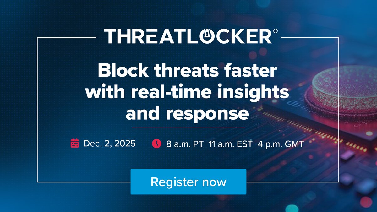ThreatLocker's tweet image. It&apos;s coming: a breakthrough in EDR technology with more visibility than ever before. Join us for a live webinar where we unpack how the new Incident Response Center gives you the visibility and control you need. Register now: bit.ly/4psJh7B

#ThreatLocker #EDR #Detect…