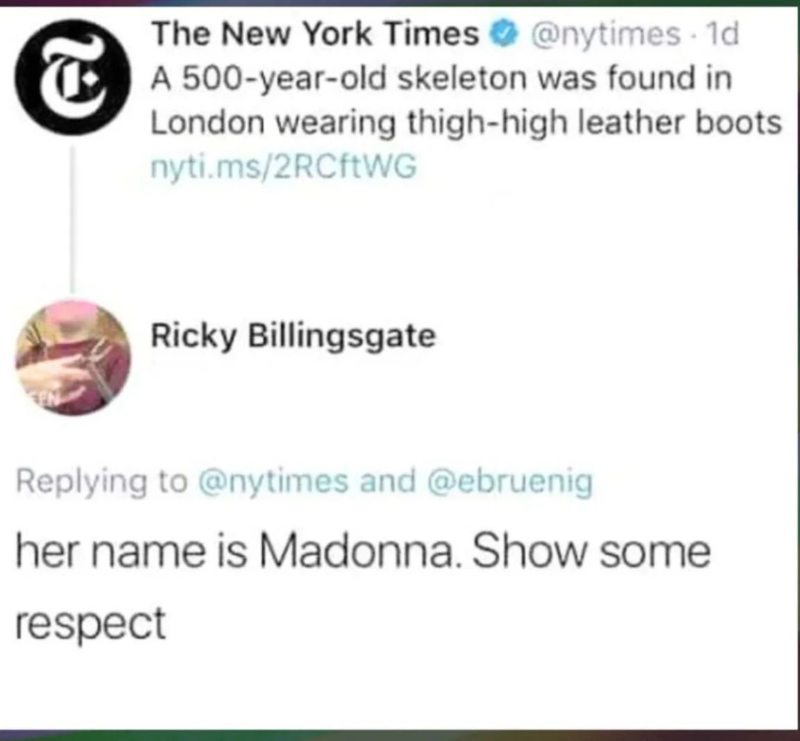 lisletrecords's tweet image. Madonna spotted!

Did have a good laugh to this funny!

#madonna 
#fridayfunny