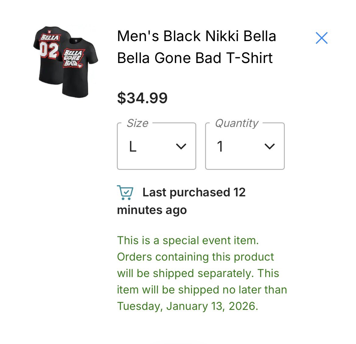 RayandolfoYT's tweet photo. Hi there #bellarmy so I just bought your shirt @NikkiAndBrie from @WWEShop and I’m so excited for it to come in soon #BellaArmy forever Nikki. ❤️🔥such a fire 🔥 shirt too. https://t.co/YnmSzzgGNC