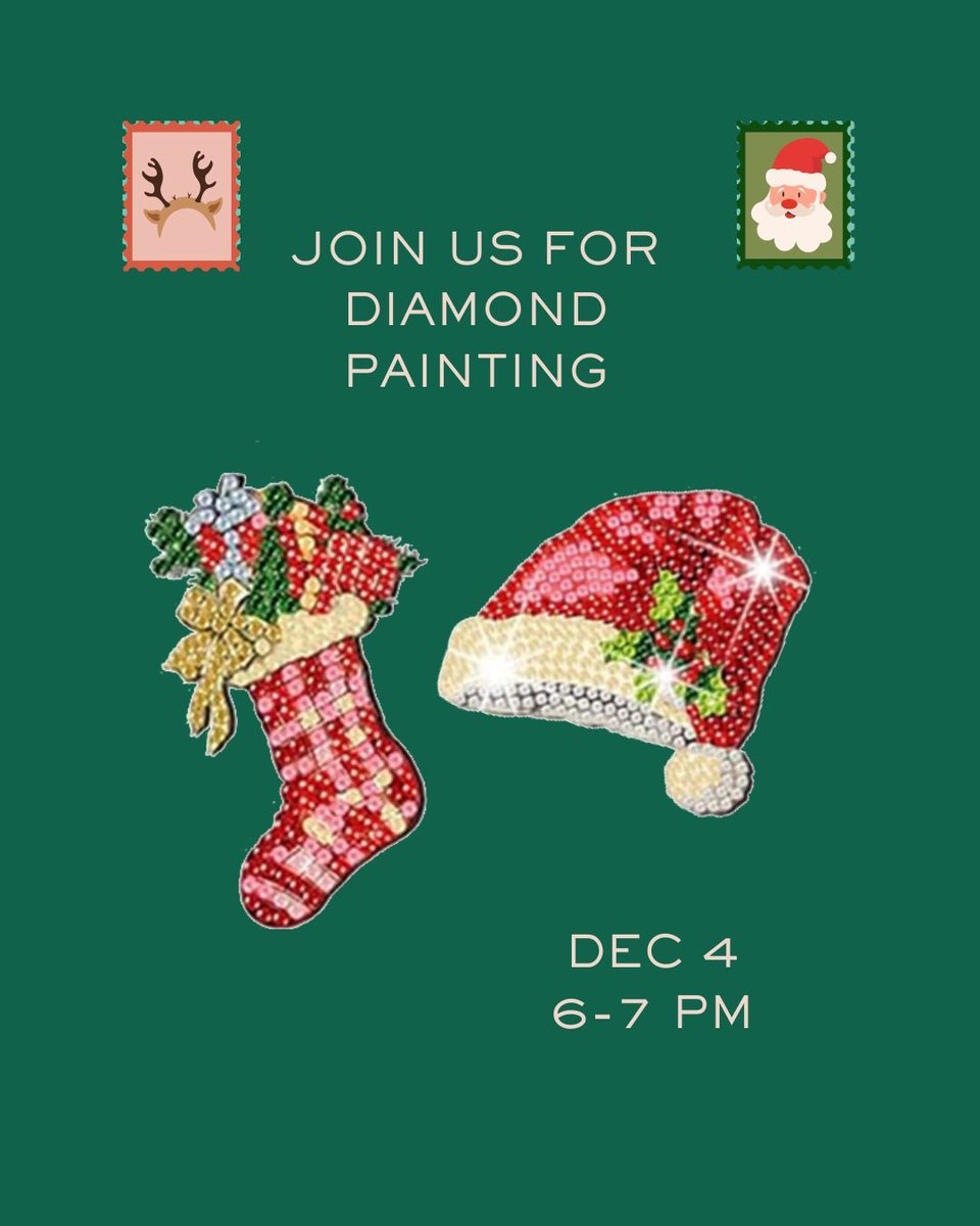 DeKalbPL's tweet image. Calling all Gem Lovers!
Our Winter Diamond Painting Pop Up Program is this Thursday, Dec 4th at 6:00 - 7:00 pm

#DKPL #LibraryFun #diamondpainting

Follow the link here for more information: buff.ly/RxKWgrz