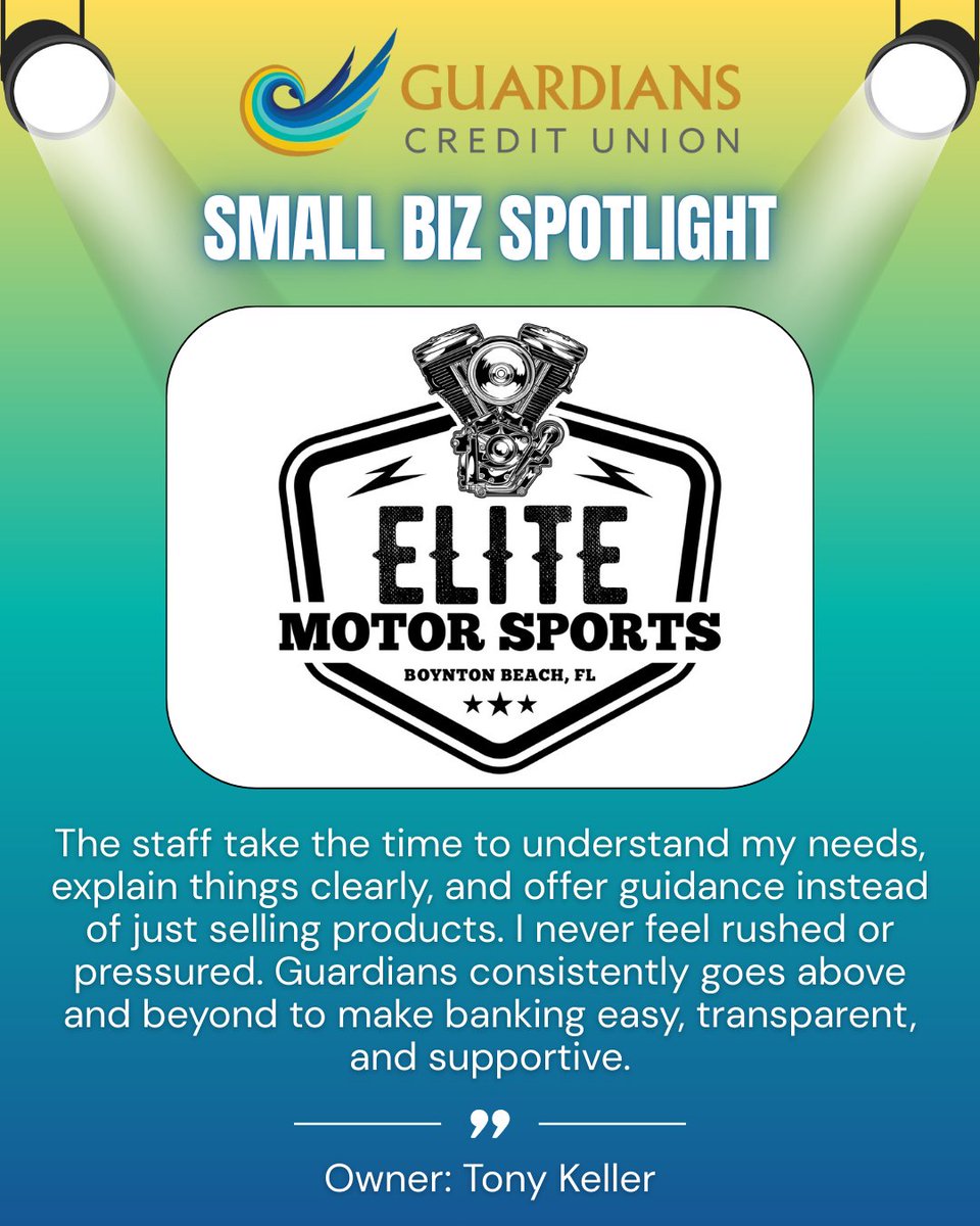 GuardiansCU's tweet image. 🌟 Small Business Spotlight: Elite Motorsports

Owned by Tony Keller, Elite Motorsports helps riders find the perfect bike for the open road.

📍 160 Commerce Rd, Ste A&amp;amp;B, Boynton Beach, FL

Proud to support this local business! 💙 #SupportLocal #GuardiansCU