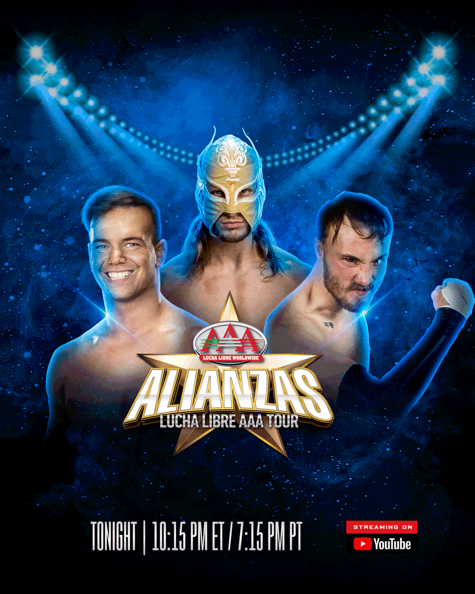 WWE's tweet image. Jack Cartwheel, Elio LeFleur and Chris Carter collide in a Cruiserweight Title Qualifier TONIGHT at #AlianzasAAA 💫 PUEBLA!

WATCH HERE ▶️: youtube.com/watch?v=c9VmuA…