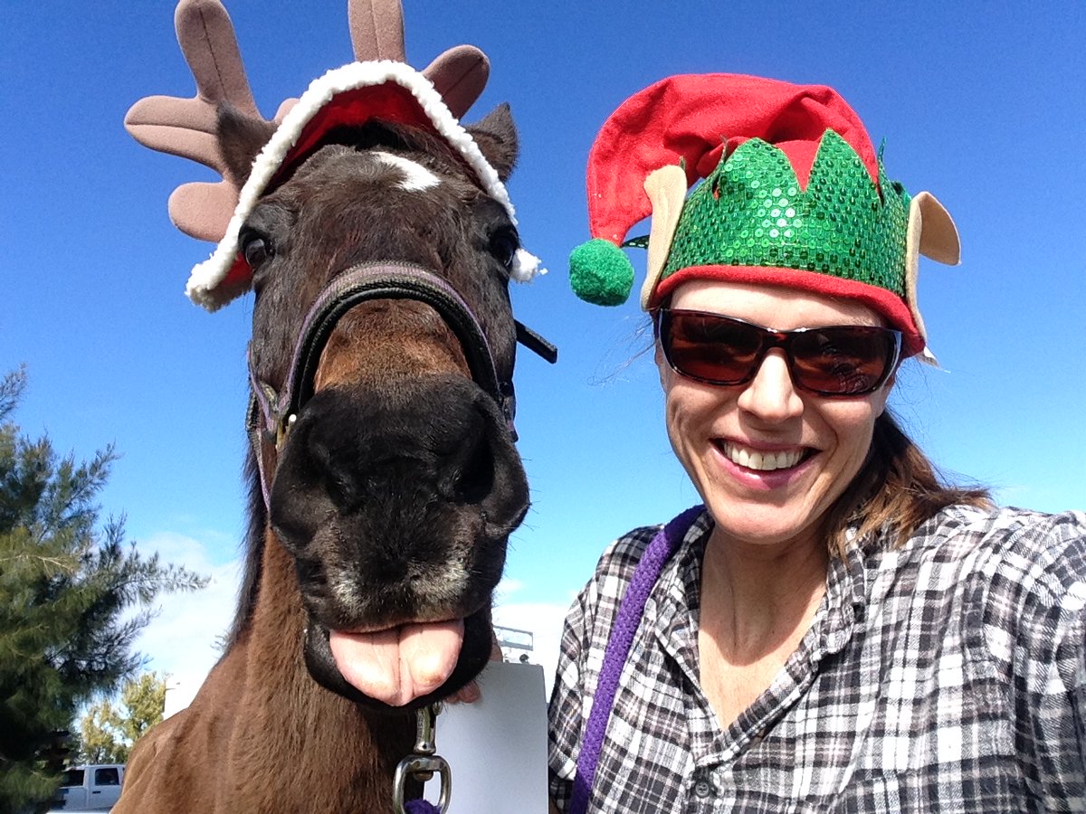 GloriousAllianc's tweet image. A shot of K as my Elf and me in my reindeer hat! I also had three separate Christmas stockings... As we see, life was tough... @Cdnfarmgirl