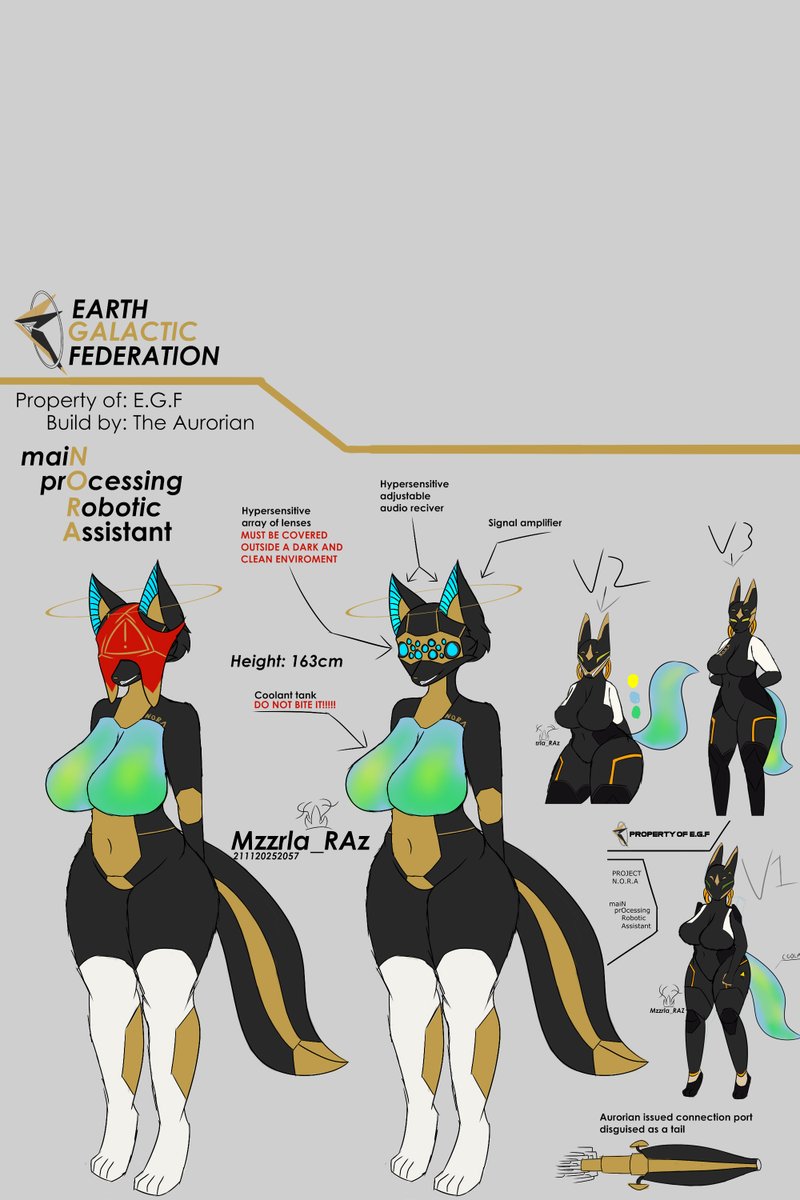 MzzrlaRAz's tweet image. this is N.O.R.A my cybernetics robot who&apos;s in charge of E.G.F planetary defense system

#furryartwork #furries #furryoc