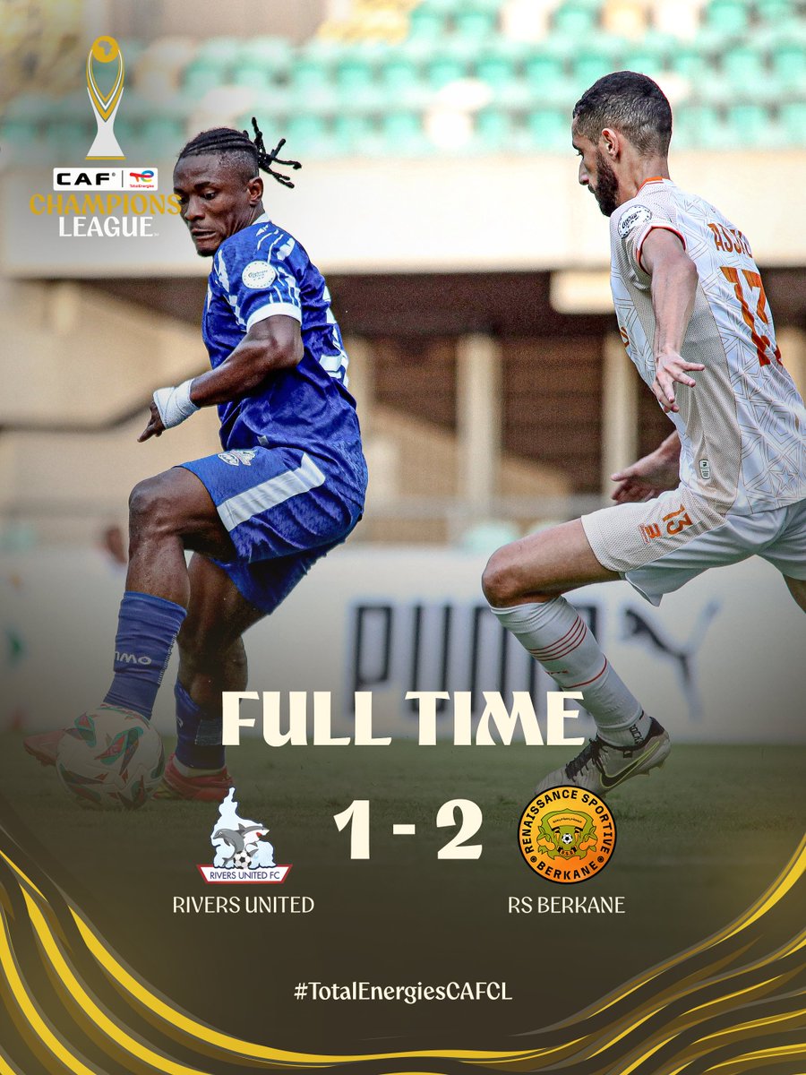 Unbelievable ending. RS Berkane strike twice in 90+ to take the win vs Rivers United FC. 🤯

#TotalEnergiesCAFCL