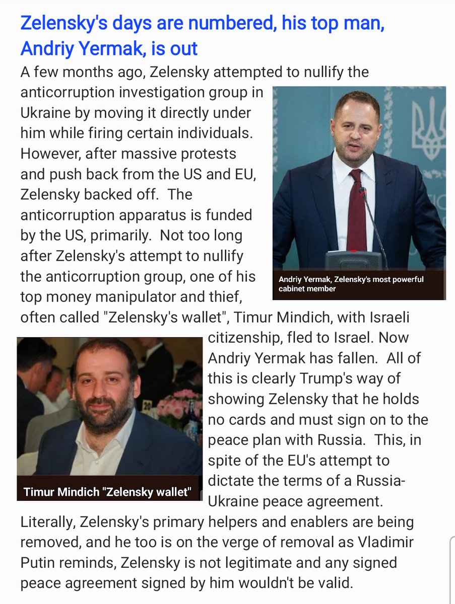 Zelensky's days are numbered, his top man, Andriy Yermak, is out