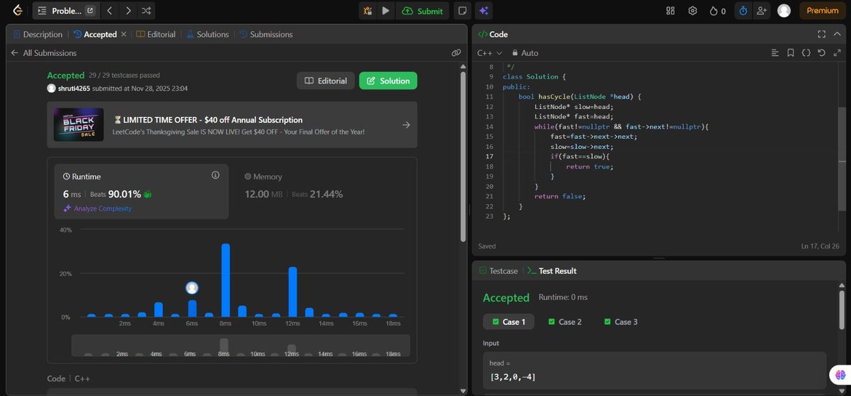 ShrutiS45736639's tweet image. Day 55/100 #100DaysOfCode

Deep dive into Linked List patterns today.

Mastered the &quot;Tortoise and Hare&quot; algorithm for finding the middle and detecting cycles. Also implemented &quot;Reverse Linked List&quot; both iteratively and recursively. The foundation is set!

#DSA