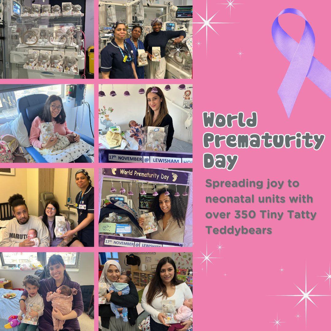 A heartfelt thank you to our amazing partners at #TinyTattyTeddy for their generous donation of teddy bears to 15 neonatal units across the country for #WorldPrematurityDay🧸💜

#NICU families received these gifts, helping us celebrate &amp; raise awareness. 🌟