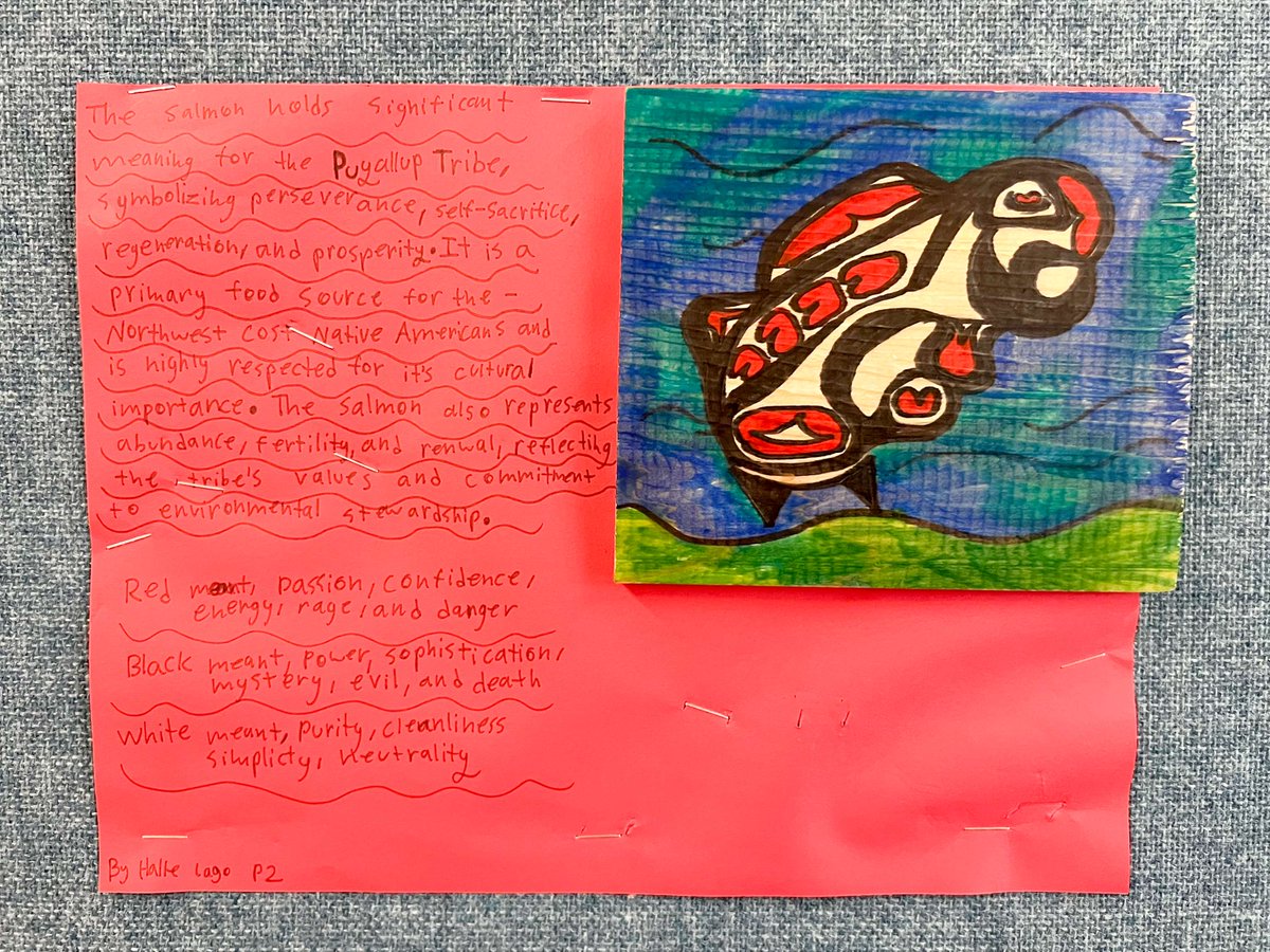 CloverParkSD's tweet photo. Today is Native American Heritage Day! ๐โค๏ธ In Margie Scalaโs art class at Thomas Middle School, students honored Native American heritage by doing in-depth research about a local tribe and creating a wooden art piece. #YouBelongWithCPSD #CPSDCreatingPromisingFutures https://t.co/wNVvUSjNRV
