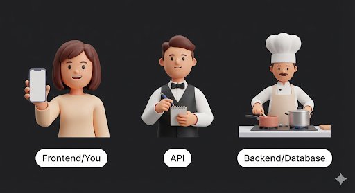 Nehe0901's tweet image. The Customer can&apos;t walk into the Kitchen.
They need the Waiter to take the Order (Request) and bring the Food (Response).
​As a Full Stack Dev, I build the Customer, the Kitchen, and the Waiter. 🛠️

​#API #FullStack #Coding #DevCommunity #100DaysOfCode