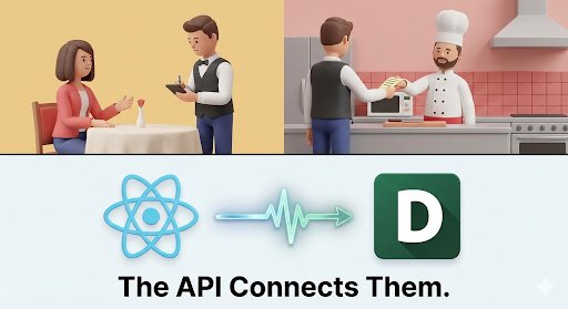 Nehe0901's tweet image. The Customer can&apos;t walk into the Kitchen.
They need the Waiter to take the Order (Request) and bring the Food (Response).
​As a Full Stack Dev, I build the Customer, the Kitchen, and the Waiter. 🛠️

​#API #FullStack #Coding #DevCommunity #100DaysOfCode