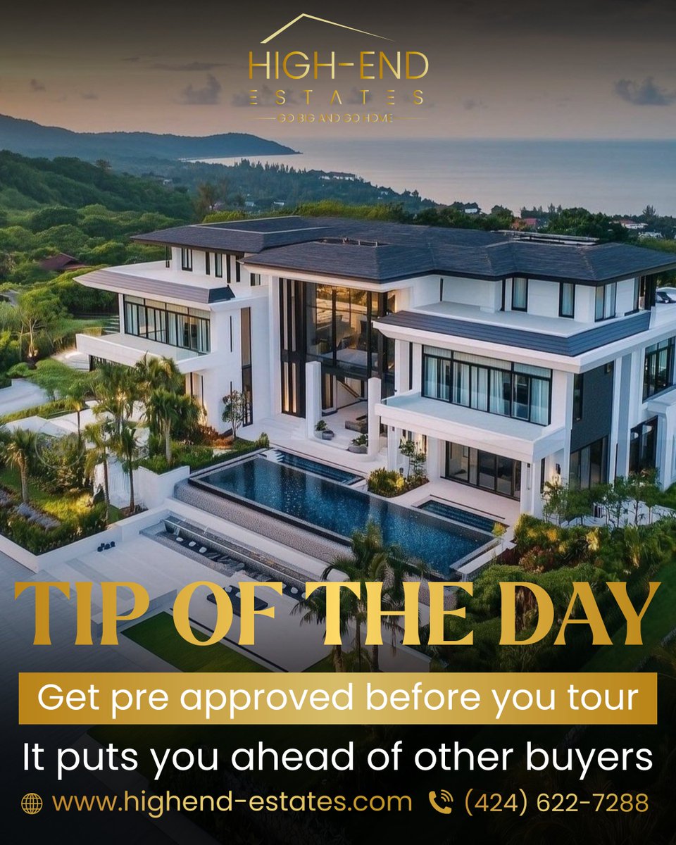 highend_estates's tweet image. Most buyers lose their dream home because they wait to get pre-approved.

In LA, speed wins. Get pre-approved early and shop with confidence.

For more: @highend_estates | highend-estates.com

#RealEstateTips #LARealEstate #GoBigANDGoHome