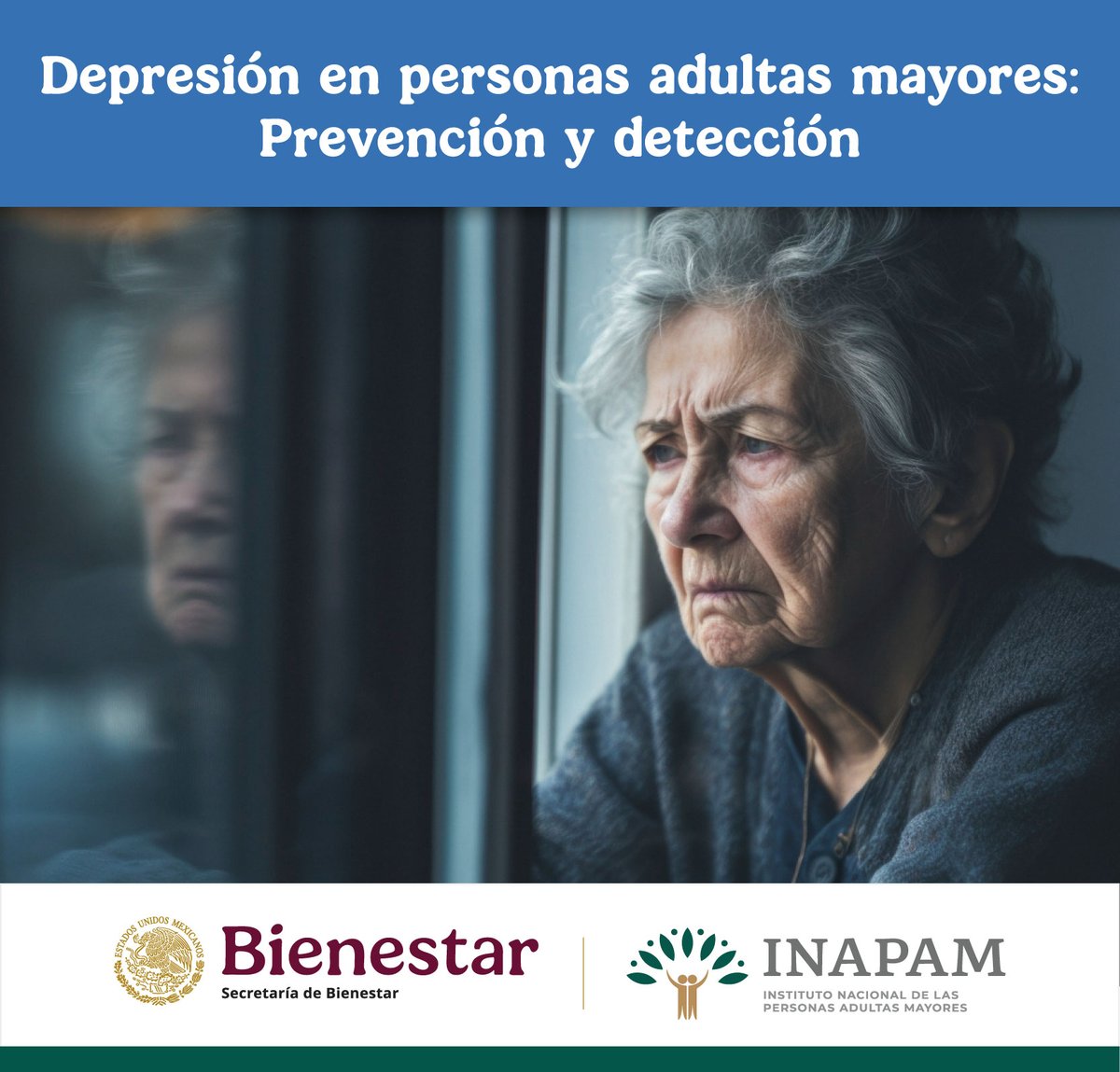 INAPAM's tweet image. Blog 👉 bit.ly/3XSeR2S 
La #Depresión en las #PersonasAdultasMayores no solo es la #Edad sino factores #Individuales #Sociales #Familiares y #Culturales. El #INAPAM impulsa la #Prevención en sus #CentrosCulturales #Clubes y la #Detección en el #CAI #Universidad
