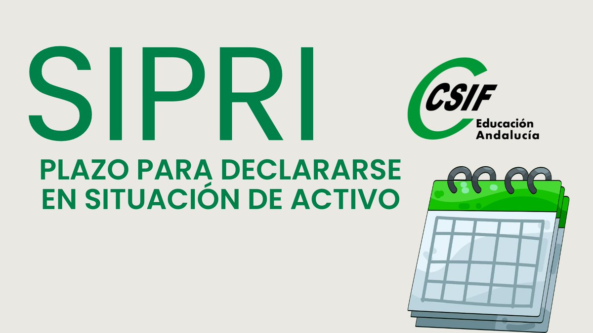 CSIFenseA's tweet image. 📢 SIPRI: de inactivo a activo en bolsas docentes 25/26

📅 La Consejería de DEyFP ha publigado que abrirá un plazo del 5 al 19 de diciembre de 2025 para que el personal integrante de las bolsas de trabajo que esté en situación de «inactivo voluntario» o «inactivo de oficio»…
