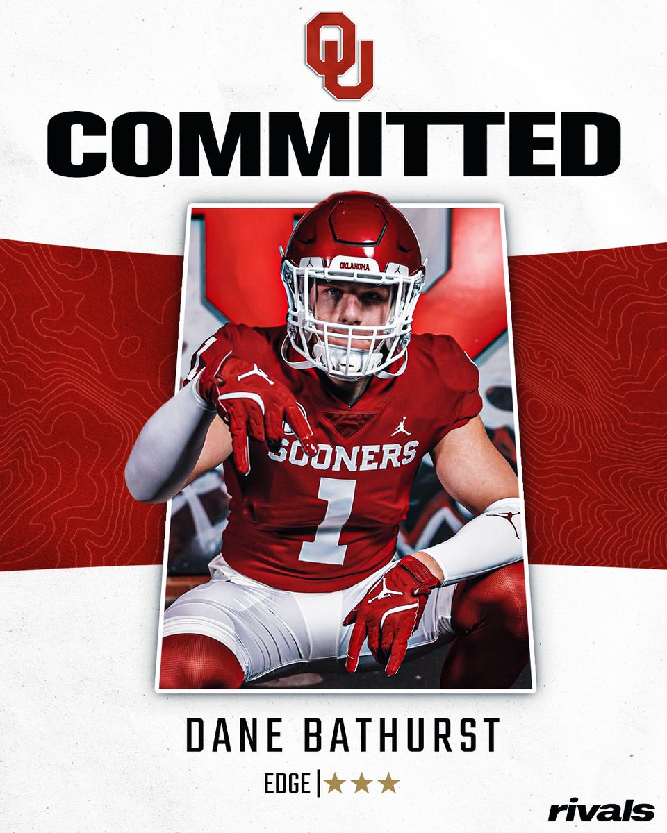 BREAKING: Carmel (Ind.) High edge Dane Bathurst commits to Oklahoma.

“They have a great program. They have a good locker room. The culture, the people and they setup their players for success.”

Story: on3.com/rivals/news/ok…