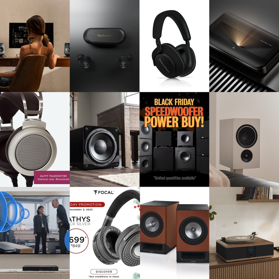 ecoustics's tweet image. Black Friday is finally here! Check out the discounts available on some amazing hi-fi, home theater and headphone gear. 

#giftguide #blackfridaydeals #blackfriday2025