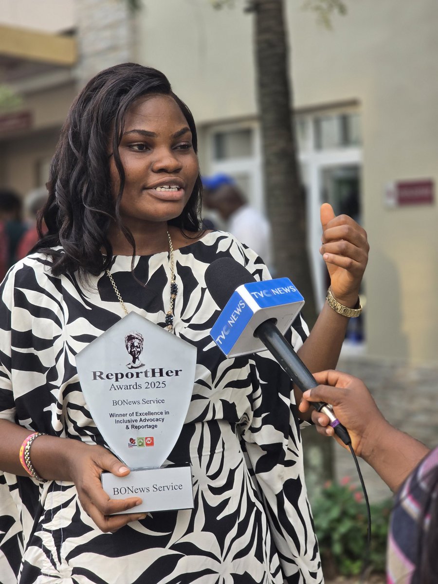 We're delighted to have emerged as winner of Excellence in Inclusive Advocacy and Reportage at the 2025 ReportHer Awards

This is a reminder that our work matters - amplifying voices of women and girls, especially those with disabilities. 
<a href="/wfm917/">WFM91.7</a> <a href="/WSoyinkaCentre/">Wole Soyinka Centre</a> <a href="/FordFoundation/">Ford Foundation</a>.