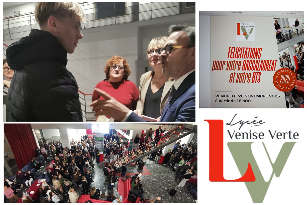 Une belle soirée au <a href="/LvvNumerique/">LvvNumerique</a> <a href="/NiortAgglo/">Niort Agglo</a> de remise des diplômes du Bac pour nos élèves et du BTS pour nos étudiants de la session 2025 🎓✨ Bravo à tous les lauréats ! Merci à <a href="/NathalieLanzi/">Nathalie Lanzi</a> (<a href="/NvelleAquitaine/">Nouvelle-Aquitaine</a>) et Mme Guggiari (DASEN 79) pour leur présence ! <a href="/salliouxbel/">Sallioux</a>