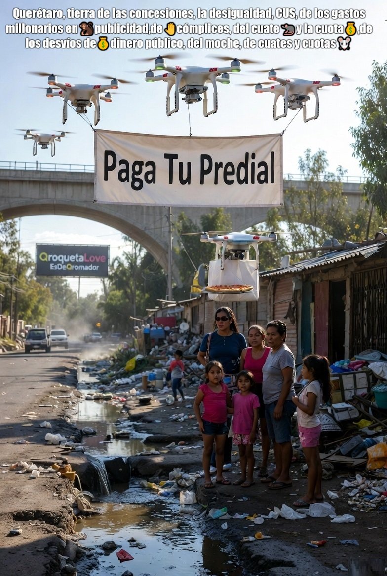 El alcalde de TEMU Felifer Macías, mejor conocido como la Sandra Cuevas de #Querétaro, anuncia drones para delivery en la tierra de la corrupción, del bache, basura, obra millonaria y mediocre💃

Donde el dinero público(TU DINERO) termina en particulares, moche, cuates y cuotas🐀