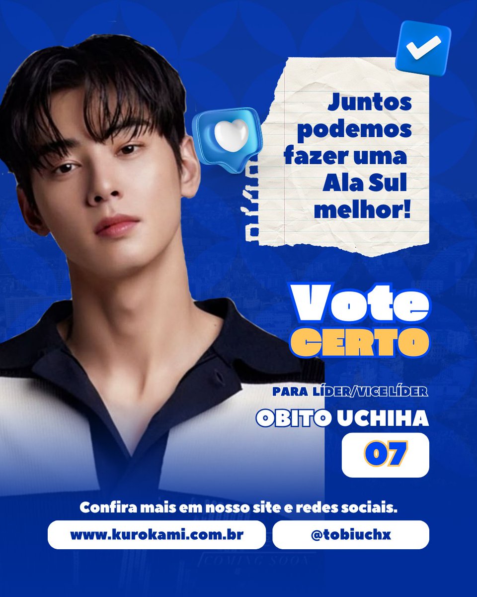 tobiuchx's tweet photo. Votem Obito para líder/vice líder da Ala Sul!!
#PeloPovo #VoteCerto https://t.co/AUx2JRxp6e