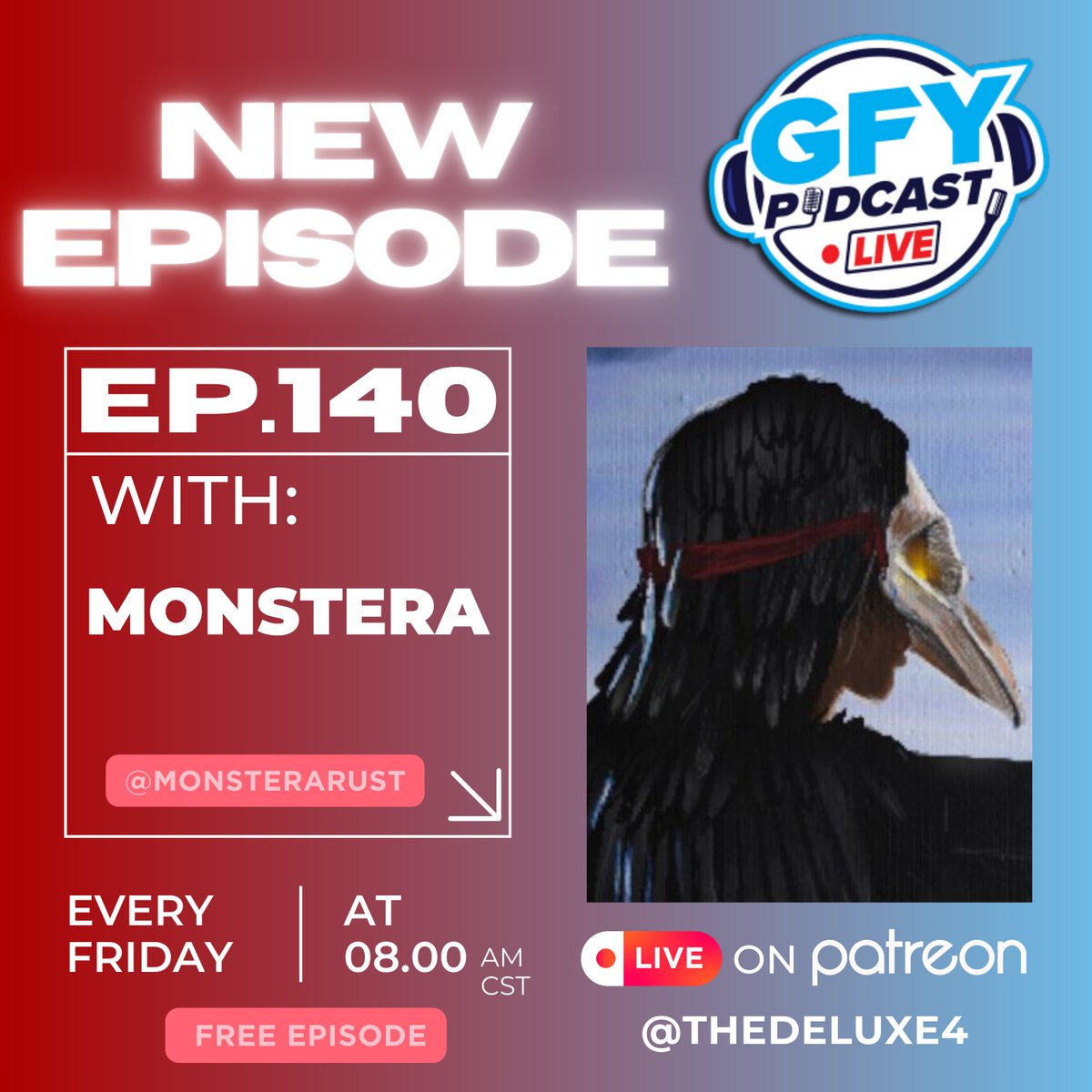 TheDeluxe4's tweet image. THE @monsterarust EPISODE IS LIVE! I really enjoyed talking about the art community! This is a great FREE listen! patreon.com/TheDeluxe4