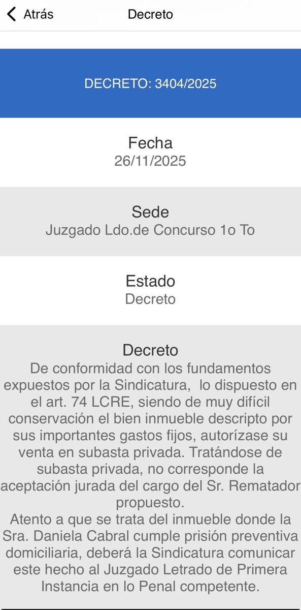 Llegó la hora del CheckOut para Daniela Cabral. El juzgado de Concurso, con muy buen criterio, dispuso el remate del apartamento del  lujoso Edificio Imperiale,donde la imputada cumple arresto domiciliario.