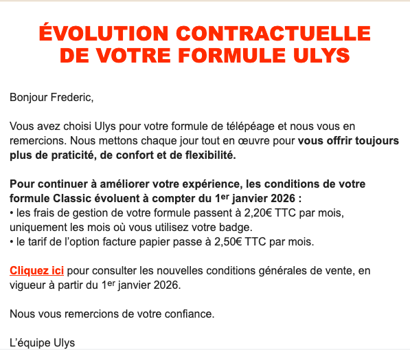 Après ton taff, tu lis les bonnes nouvelles d'<a href="/Ulys_et_Vous/">Ulys</a> qui t'annonce augmenter ces tarifs pour un #badge. Allez, hop, je file lundi à <a href="/ATMBinfo/">Autoroutes et Tunnel du Mont Blanc</a> prendre un #badge, au moins, c'est gratuit tous les mois. Marre d'engraisser les actionnaires de <a href="/VINCI/">VINCI</a> <a href="/VINCIAutoroutes/">VINCI Autoroutes</a> #télépéage
