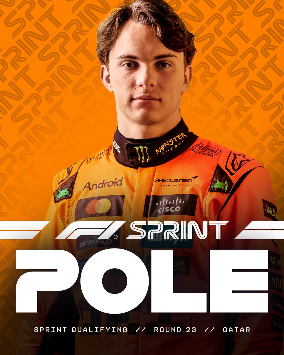 F1's tweet image. OSCAR PIASTRI TAKES #F1SPRINT POLE IN QATAR!! 💪

#F1 #QatarGP