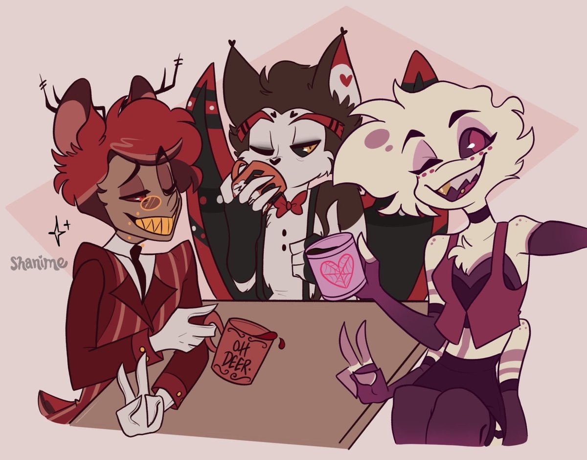Couple a besties 🥰

Al and Angel designs by @/M0XCL0WN 

#hazbinhotel #angeldust #alastor #husk