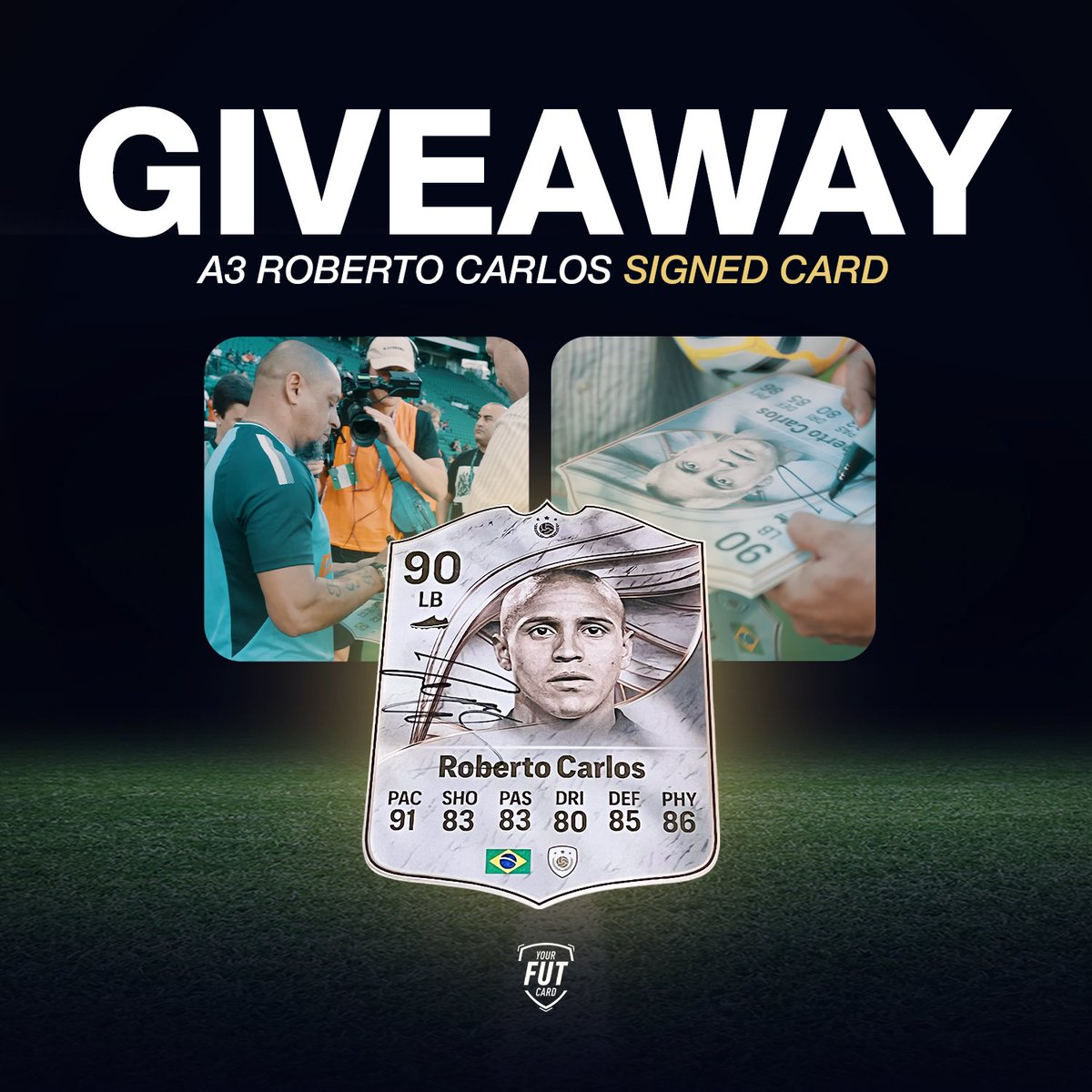 Your_Fut_Card's tweet image. 🚨 BLACK FRIDAY GIVEAWAY 🚨 

✍️ Signed ROBERTO CARLOS A4 EAFC 26 Card! 🔥

To win this card

✅ Follow @your_fut_card
🔁 Repost THIS post 
❤️ Like THIS post

Winner announced in 24 hours, then we give away another signed card! 

#EAFC #FC26 #FIFA 

Good Luck!