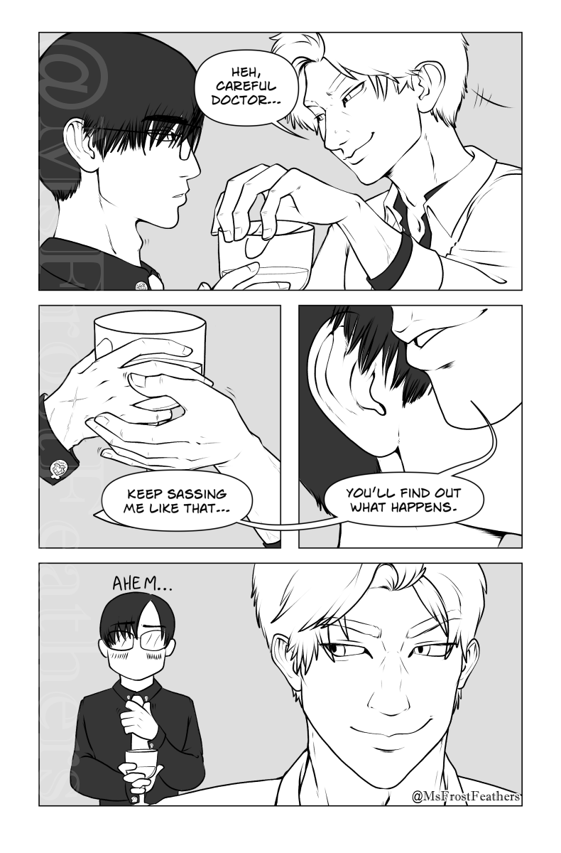 MsFrostFeathers's tweet image. Sylus notices Zayne&apos;s new accessory... 

(small excerpt from a larger SnowCrow fanfic I&apos;m still editing, will be on AO3... eventually. Will turn other bits into comics/drawings as inspiration strikes me.)

❄️🐦‍⬛