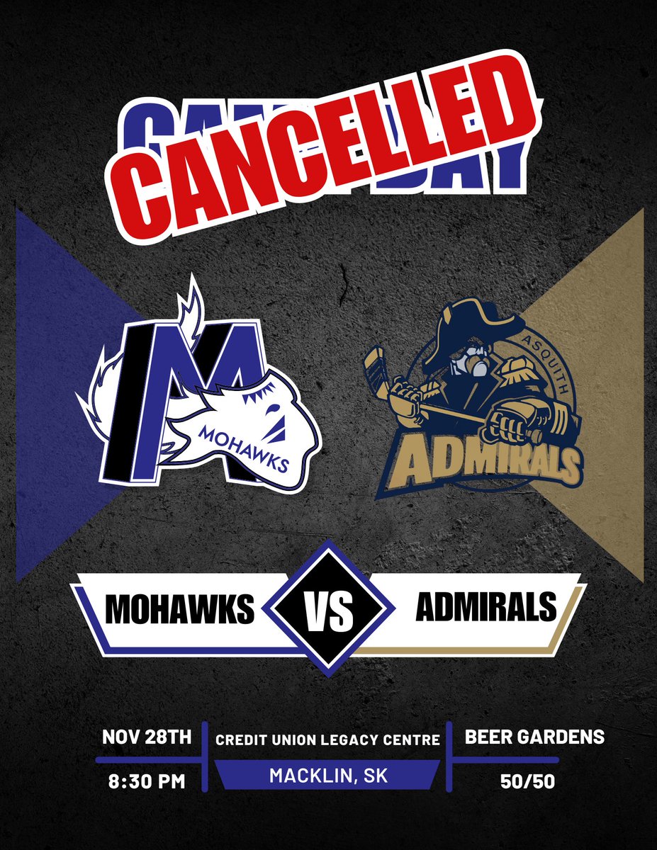 ❌CANCELLED❌

Admirals can’t find enough players to ice a team, game will ne moved till a later date