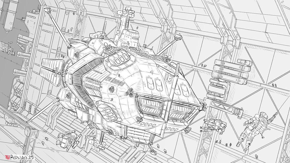 meganerid's tweet image. More past art repost for new followers!
Some Space Battleship scene I still plan to finish coloring some day XD 
#spaceship #scifi #illust #イラスト