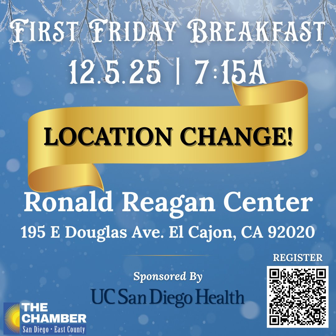 sdeccc's tweet image. December&apos;s First Friday Breakfast is just ONE WEEK AWAY! Secure your spot at our largest monthly networking event! ⛄

RSVP: ow.ly/hSg750XriyJ

#SDECCC #ChamberEvents #SanDiegoNetworking #FFB #LocalBusiness