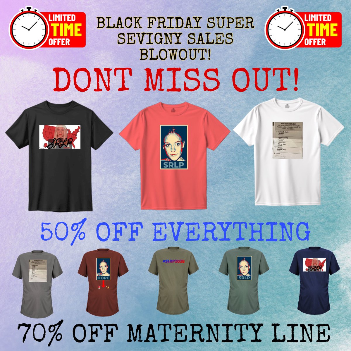SevignyUpdates's tweet photo. Hey Sevigny Nation, REMEMBER:🚨 DON’T MISS OUT! Our biggest Black Friday sale ever is currently happening! 50% off! 70% off! It’s a super Sevigny sale! Get shopping SRLP ‼️#SRLP #SRLP2028 #SevignyUpdates #ChloëSevigny #BlackFriday 
📲 Click the link: https://t.co/dhEm5u2ymV https://t.co/JVjWUuTDfS