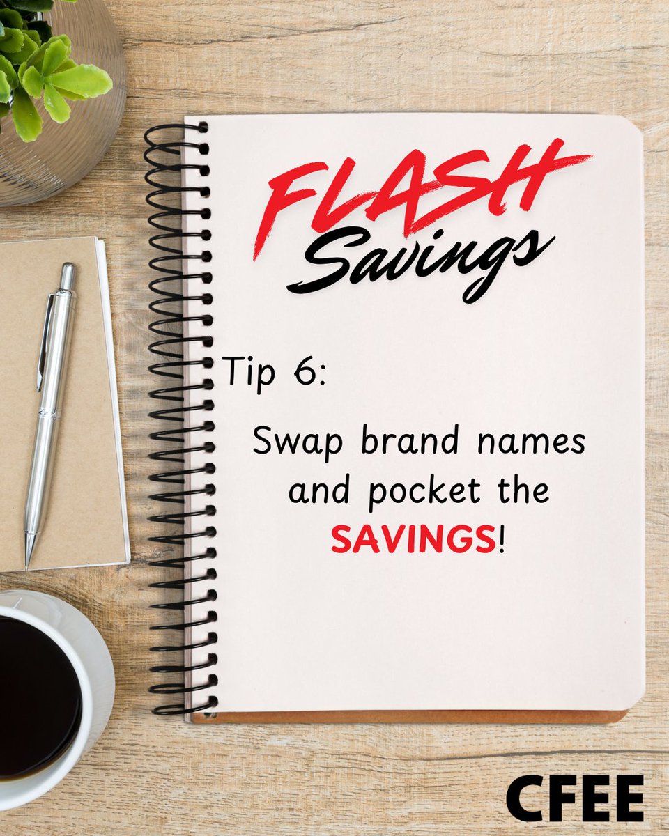 _CFEE's tweet image. Same quality, less cost. Swap brand names for store brands and pocket the SAVINGS!

#FlashSavings #MoneyTips #BudgetFriendly