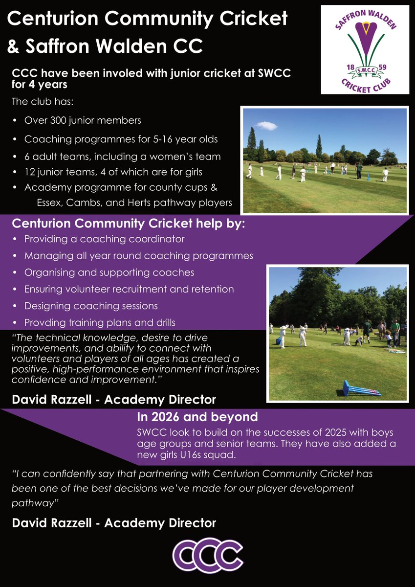 CCCricketUK's tweet image. Our latest club case study shows how long-term support can strengthen coaching, develop volunteers and create better player pathways.

We’re now taking club enquiries for 2026.

Interested? Drop us a message.
#Cricket #JuniorCricket #ClubDevelopment
